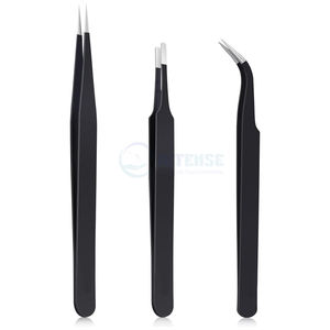 Juego de Pinzas de Punta Puntiaguda de Acero Inoxidable de Precisión con Función Antimagnética, Estuche de Metal Negro para Aplicación de Pestañas, Venta al por Mayor - Product Image 6