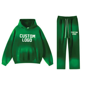 Pantalon de survêtement évasé à logo personnalisé et sweat à capuche zippé deux pièces survêtement unisexe délavé à l'acide vintage en strass pour hommes - Product Image 5