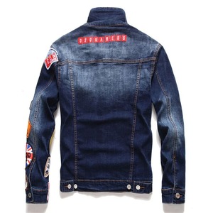 Chaqueta Vaquera Bordada Personalizada para Hombre, Chaqueta Vaquera Elástica con Solapa, Abrigo de Manga Larga - Product Image 5