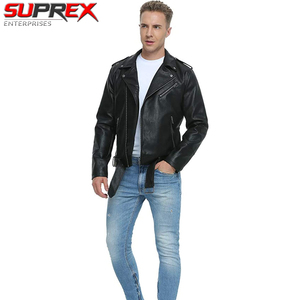 Mens Black Genuine Leather Slim Fit <b>Motorcycle</b> <b>Jacket</b> Windproof Washed Classic Moto Style Premium Streetwear - Product Image 6