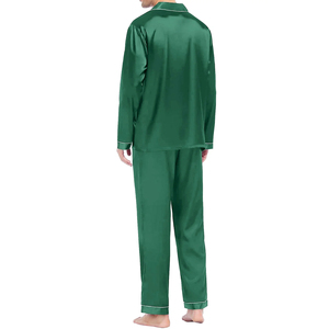 Ensemble de pyjama en satin de soie 100% respirant de luxe pour homme, chemise et vêtements de nuit avec broderie personnalisée, confort exceptionnel, tissu en terry - Product Image 4