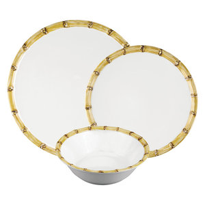 Service de table en mélamine de bambou DreamCraft, 18 pièces, vaisselle en porcelaine écologique de luxe, assiettes, bols, service pour 6 personnes, maison, hôtels - Product Image 3