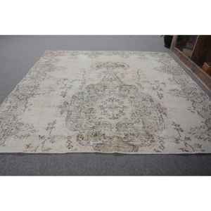 Alfombra turca Vintage de 5,4x5,4 pies, área grande, respaldo de látex de lana verde Beige para adolescentes, pasillo rectangular de Tabriz - Product Image 2