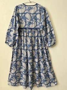 Indien Boho 100% coton imprimé fleuri décontracté vêtements pour femmes manches 3/4 vêtements de plage caftan femmes soirée porter des robes Maxi - Product Image 3