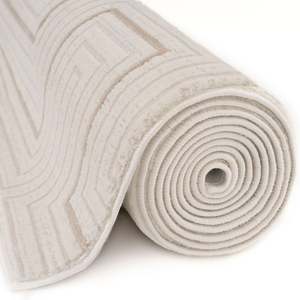 Carmel <b>Cream</b>-<b>Beige</b> Geometric <b>Rug</b> Netline Home-Classic Turkish Design High Cotton-Polyester Blend for Bedroom Hallway Teen - Product Image 5