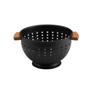 Passoire de cuisine auto-drainante avec revêtement en poudre, base solide, poignée en bois, compatible lave-vaisselle - Product Image 2