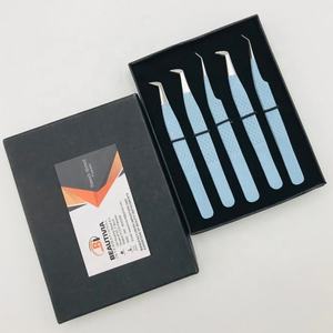 Pince à épiler d'extension de cils en acier inoxydable enduit bleu bébé professionnel de haute qualité outil de beauté arrondi durabilité pointu - Product Image 6