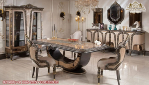 Royal Wooden Hand Carved Classic Luxury Italian Dining <b>Table</b> Set Royal Teak Wood 6 Seater Dining <b>Table</b> Set Royal Dining Set - Product Image 5