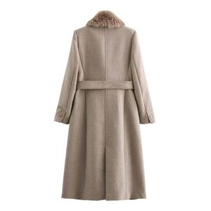 Femmes 2025 Été Hiver Nouvelle Mode Canvas Woven Quilted Hooded Collar Coat Vintage Long Sleeve Outerwear - Product Image 5