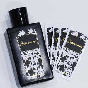 Etiquetas de perfume personalizadas de alta calidad, pegatina impermeable dorada reflectante con acabado metálico brillante, adhesivo duradero para embalaje - Product Image 1