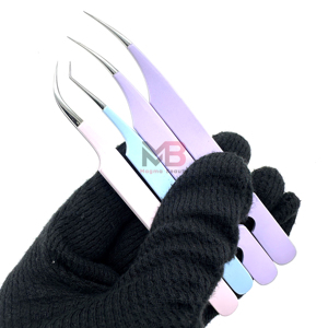 Pince à épiler incurvée Dolphin en gros, acier inoxydable japonais, pointes argentées, poignée simple, couleur personnalisée, étiquette privée - Product Image 1