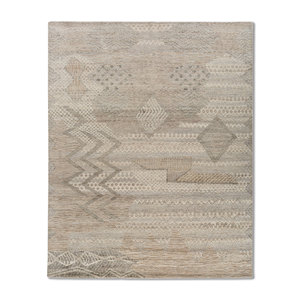 Erbe Hand Knotted <b>Wool</b> Rugs Beige <b>Brown</b> Geometric for Home Living Hallway Entryway Rectangle Puzzle Design for Teens-AKWL-1884 - Product Image 1