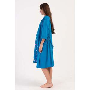 DAMEN P.SUPREM DOPPELGERÜTZIGES KURZÄRMELIGES SCHWANGERSCHAFTSTUNIKA+3/4-ÄRMELIGES Morgenkleid-Set mit Taschen - PETROL - PETROL - Product Image 2