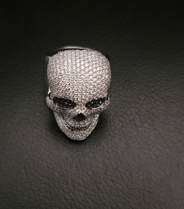 Hip Hop Ice Out VVS Lab cultivé 10K 14K 18K or plein diamant rond visage crâne anneau de luxe bijoux personnalisés bague pour hommes à la mode - Product Image 3