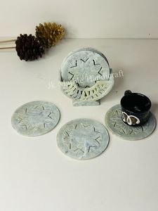 Ensemble de sous-verres en marbre 6 pièces magnifiquement fabriqué à la main support en pierre peinte de haute qualité pour le thé Style de décor de cuisine religieuse - Product Image 5