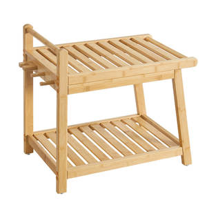 Banc de douche mural en bambou de 22.6 \ "avec poignée et crochets - Product Image 2