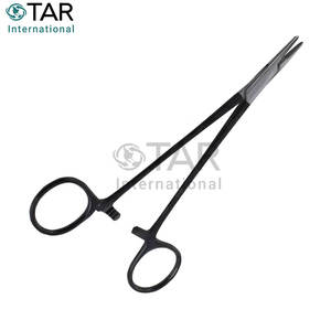 Porte-aiguille en gros pince droite 6.14 pouces pince d'opération chirurgicale en acier inoxydable poignée noire Instruments médicaux - Product Image 2