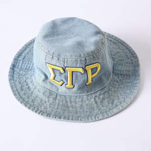Sigma Gamma Rho Denim Casual Travel Bucket Hat con bordado 3D Unisex para adultos - Product Image 2