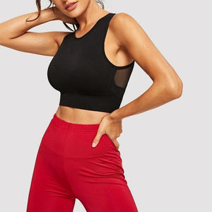 Sujetador deportivo de calidad superior de Color sólido para mujer, tela elástica personalizada, ropa de gimnasio sin costuras, sujetador de entrenamiento acolchado para mujer - Product Image 1