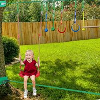 Parcours d'obstacles Ninja Warrior pour enfants Swing, échelle, barres de singe, anneaux de gymnastique, nœuds de corde, équipement d'entraînement portable