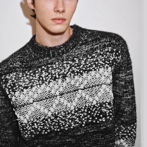 เสื้อสเวตเตอร์ถักมีซิปสำหรับผู้ชาย, เสื้อสเวตเตอร์ถักสีน้ำเงินเข้มเสื้อแจ็คเก็ตลำลอง - Product Image 4