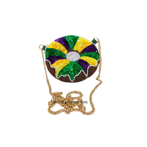 Porte-monnaie artisanal en gros avec fermeture éclair, design perlé accrocheur, motif à carreaux de masque de Mardi Gras, sac multifonctionnel tendance - Product Image 4