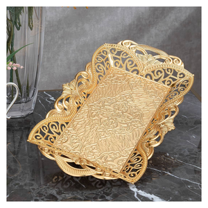 Plateau de service en aluminium de qualité élégante fabriqué à la main, plat en métal couleur argent, ustensiles de cuisine pour la maison, vaisselle, fournisseur direct - Product Image 1