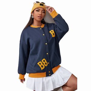 Vestes d'université pour filles/femmes, fermeture à boutons, broderie Design décontracté, vestes d'hiver avec Logo privé - Product Image 3