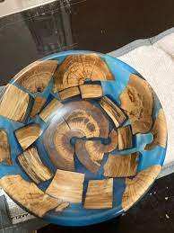 ชามสลัดไม้และเรซินกลมสำหรับตกแต่งผลไม้ชามสลัดทำจากไม้และเรซินสำหรับตกแต่งภายในที่ทำด้วยมืองานฝีมือ - Product Image 2