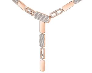 Collar Gargantilla de Moissanita Chapado en Oro Rosa, Diseño Geométrico en Y, Joyería Moderna de Lujo con Cadena y Detalles Brillantes - Product Image 3