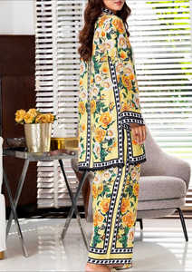 Ensemble de coordination de coupe décontractée pour femmes modernes Ensemble assorti léger et élégant imprimé tendance avec pantalon Kurti pour un style polyvalent - Product Image 4