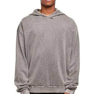 Acid Wash Hoodies vente en gros usine blanc épais tissu lourd 450gsm 100% coton Logo personnalisé à capuche pour hommes - Product Image 1