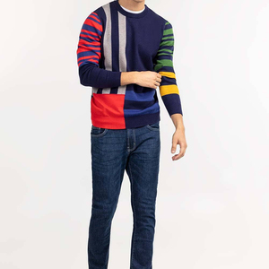 Pull de printemps et d'automne Pulls à manches longues de couleur unie pour hommes Pull à la mode à col rond - Product Image 3