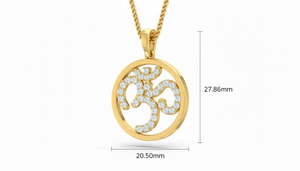 14K Gold & Natural Diamond Hindu Religious Om Pendant For Women's - Product Image 2