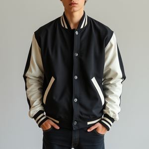 Chaqueta Universitaria de Lana con Botones a Presión: Mangas de Cuero, Acolchado Grueso y Cálido, Estilo Nuevo, Parches con Logotipo Personalizado, Venta al por Mayor - Product Image 2