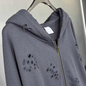 Streetwear personnalisé Fabrication Sweat à capuche zippé de qualité supérieure Design vieilli Sweat à capuche lourd Streetwear Fabricant de vêtements - Product Image 6