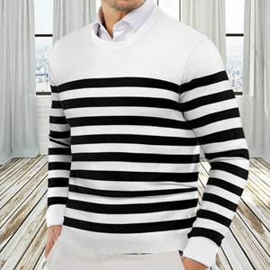 Pull à col rond en coton peigné personnalisé de haute qualité T-Shirt à manches longues Business Wearable Knit Material ODM Supply - Product Image 6