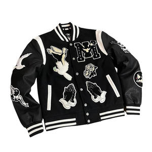 Chaqueta Varsity de Lana Premium para Hombre, Chaqueta Universitaria con Mangas de Cuero Personalizadas, Chaqueta Bomber de Béisbol con Letras Bordadas - Product Image 3