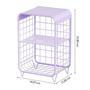 Table de chevet vintage en métal à 3 niveaux, jolie table de chevet avec rangement pour chambre à coucher, salon, dortoir, violet - Product Image 3