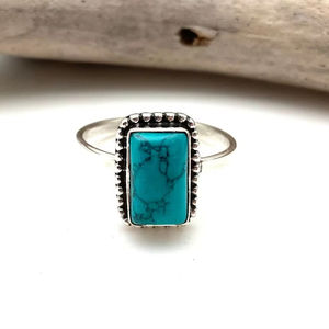 Anillo de plata estilo bohemio hecho a mano, joyería de plata de ley 925, piedra preciosa turquesa, anillo de tendencia, joyería para mujer, regalo para ella - Product Image 1