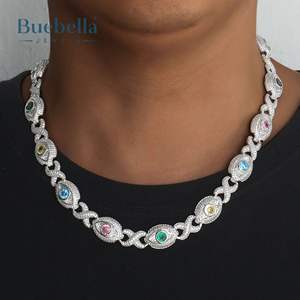 Hombres 925 Plata 14K Chapado en oro 14mm Moissanite Diamond Eyes Infinity Sign Fancy Color Diamond Collar Foe Men Gift - Product Image 1