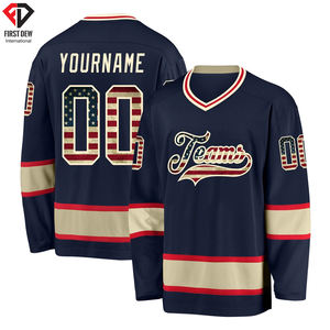 Maillot de Hockey sur glace confortable pour hommes, manches longues, tissu 100% Polyester, haute qualité, col en V, nouvelle collection - Product Image 3