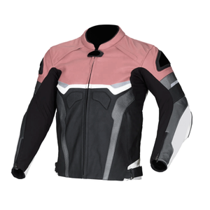 Chaqueta de moto de cuero de vaca rosa y negro genuino para hombre, chaqueta de moto de pista de carreras con protecciones blindadas CE para hombre - Product Image 1
