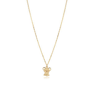 Collar con Dije de Koala Liso Cortado con Láser, Hecho a Mano en Turquía, Plata de Ley 925, Joyería para Compromiso, Boda y Fiesta - Product Image 1