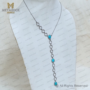 Solid 925 <b>Silver</b> <b>Necklace</b> Pave <b>Diamond</b> Jewelry Handmade <b>Necklace</b> Turquoise <b>Necklace</b> - Product Image 6