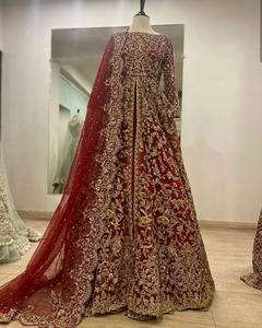 Veste de longueur au sol pour la mariée, 2021, robe Lehenga avec des perles de verre, de cristal orné de pierre, fonctionne pour le mariage, élégante, nouvelle collection - Product Image 4