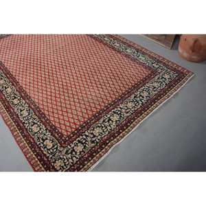 Alfombra de área de lana turca Vintage, rojo, Beige, 6x9 pies, estilo clásico de retales, tejido plano, respaldo de látex para decoraciones de sala de estar, nuevo - Product Image 2