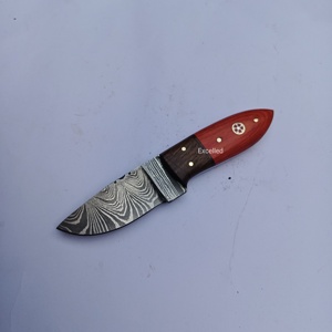 Cuchillo desollador de caza de acero de Damasco personalizado de alta calidad con Funda de cuero de primera calidad nuevo cuchillo desollador de hoja fija DIY - Product Image 2