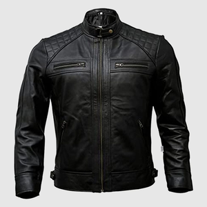 Men's Vintage Bomber Coat Cargo Motorcycle Leather Jacket Canvas Windproof Breathable Winter Warm Biker Jacket - Product Image 3