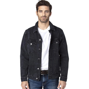 2025 chaqueta vaquera personalizada para hombre con cuello levantado de gran tamaño de manga larga con botones auténtica chaqueta vaquera elástica con bolsillos OEM - Product Image 6